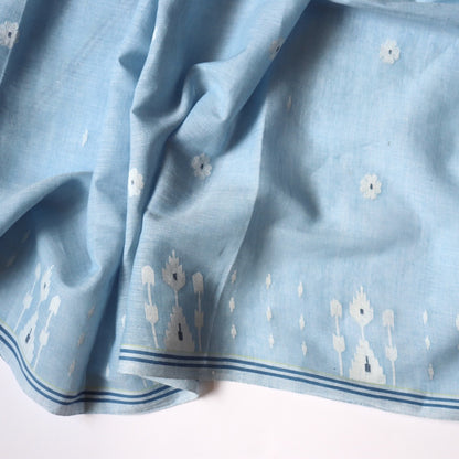 Pale Indigo Feathers Jamdani Cotton
