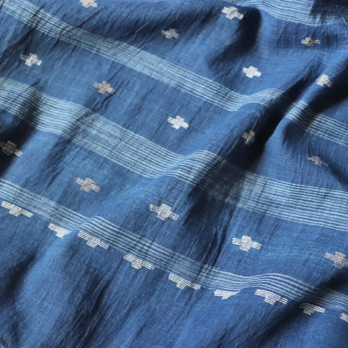 Indigo Stripe Handloom Jamdani Scarf