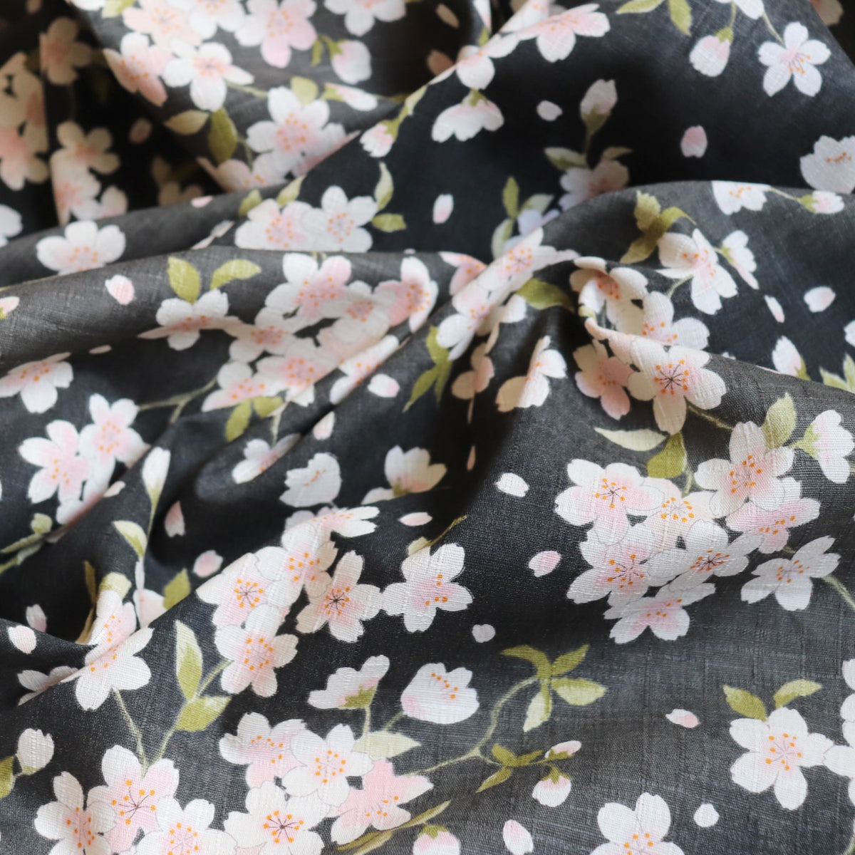 Cherry Blossom Cotton Dobby — Smokey Grey