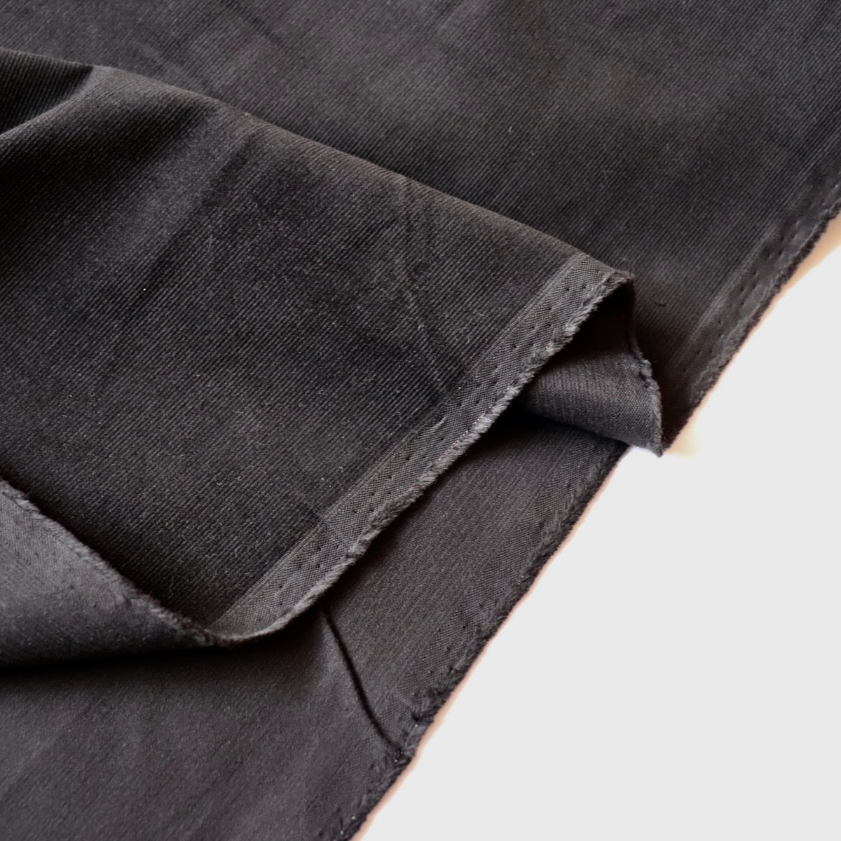 solid black Japanese cotton corduroy fabric