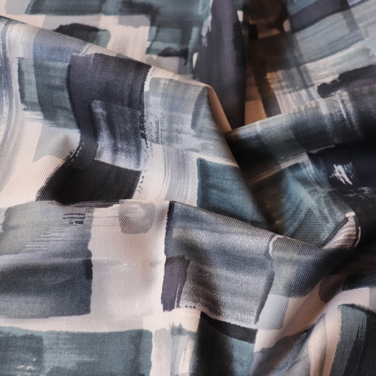 hokkoh watercolor streak print cotton twill fabric grey and black fabric