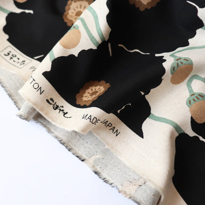 Black Poppies Cotton Linen Canvas