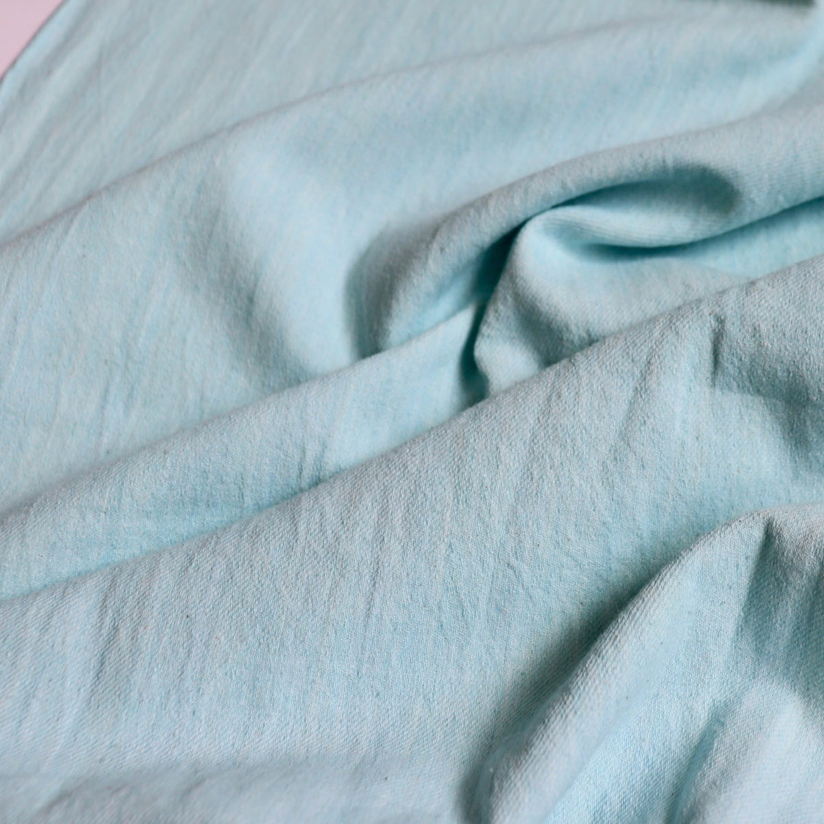 pale blue cotton twill fabric handwoven denim