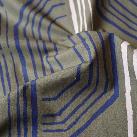 art deco lines printed brushed cotton fabric from Japan