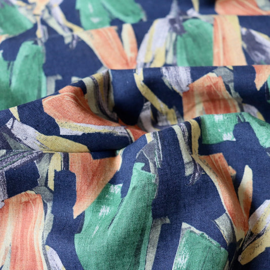 Expressionist Linen Cotton — Dark Blue