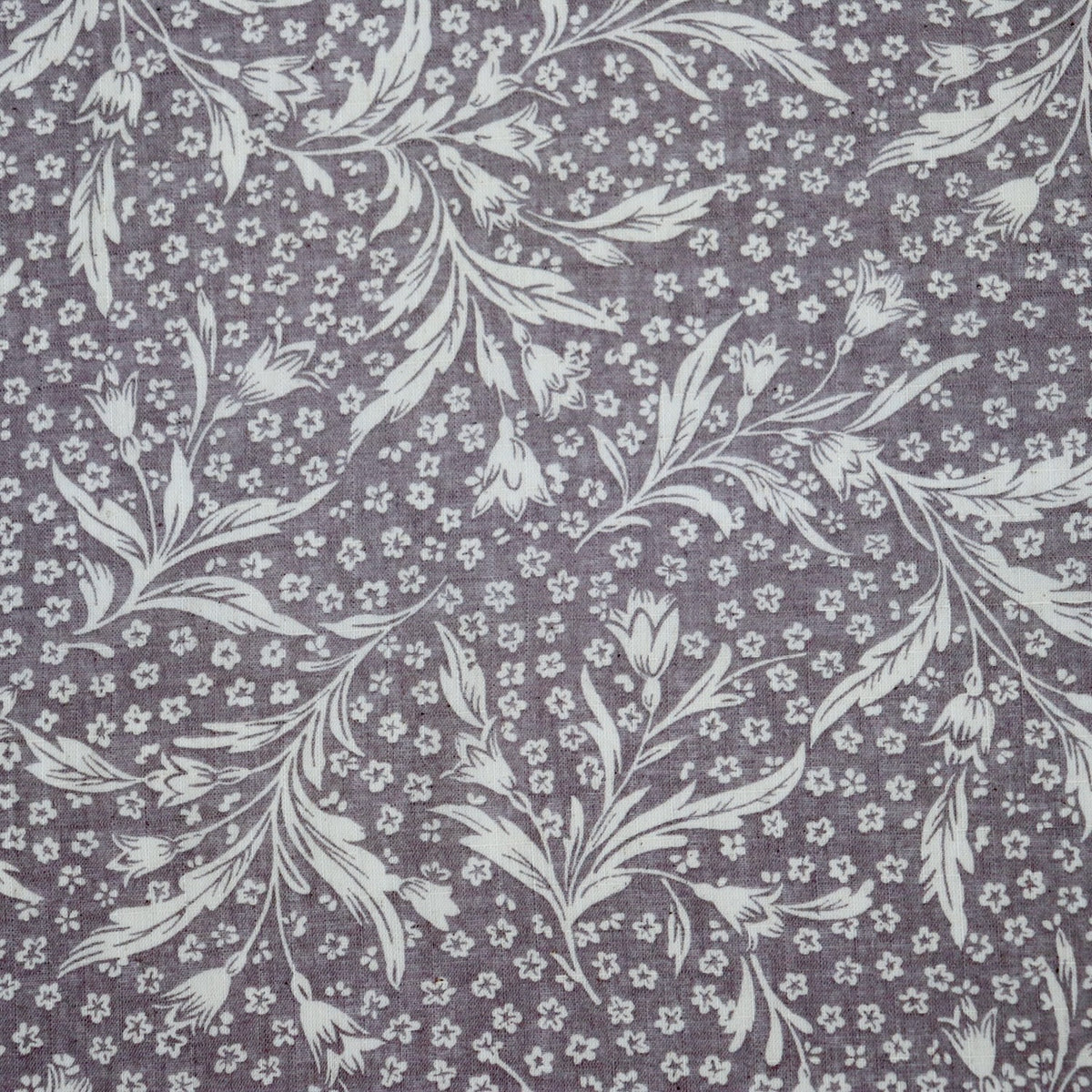 Swatch — Woodcut Floral Linen Cotton Dobby — Fig