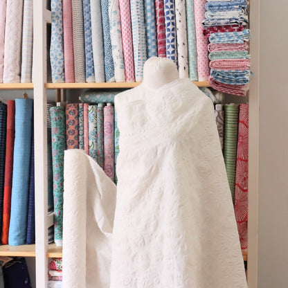 Embossed Floral Cotton Linen — Cream