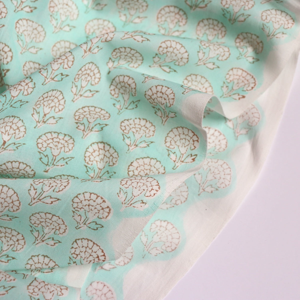 Aqua Mint Block Print Cotton