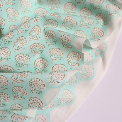 Aqua Mint Block Print Cotton