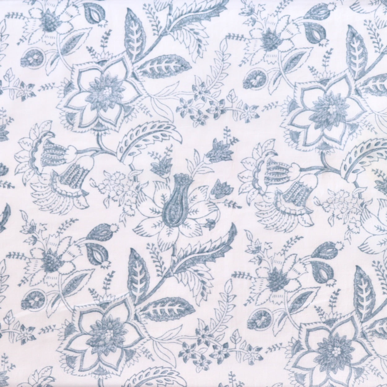 hand block floral print on soft white cotton for summer sewing