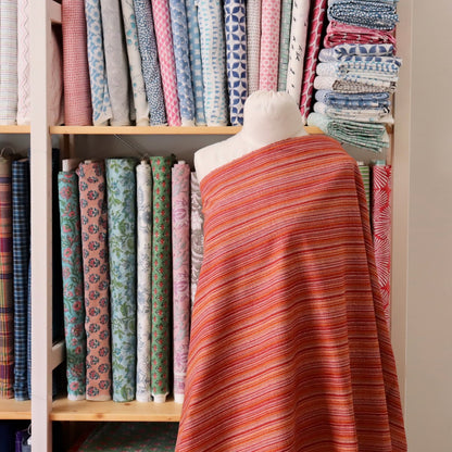 Striped Dobby Japanese Cotton Print — Red