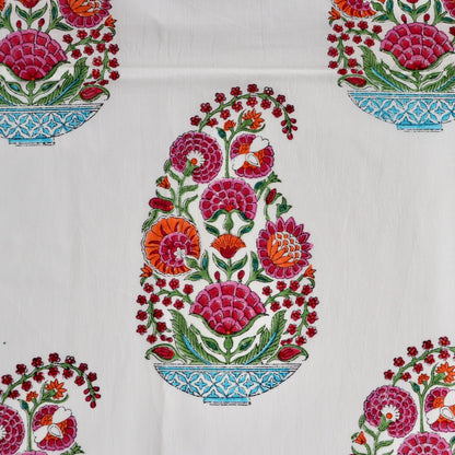 hand block printed cotton with colorful mughal buti design