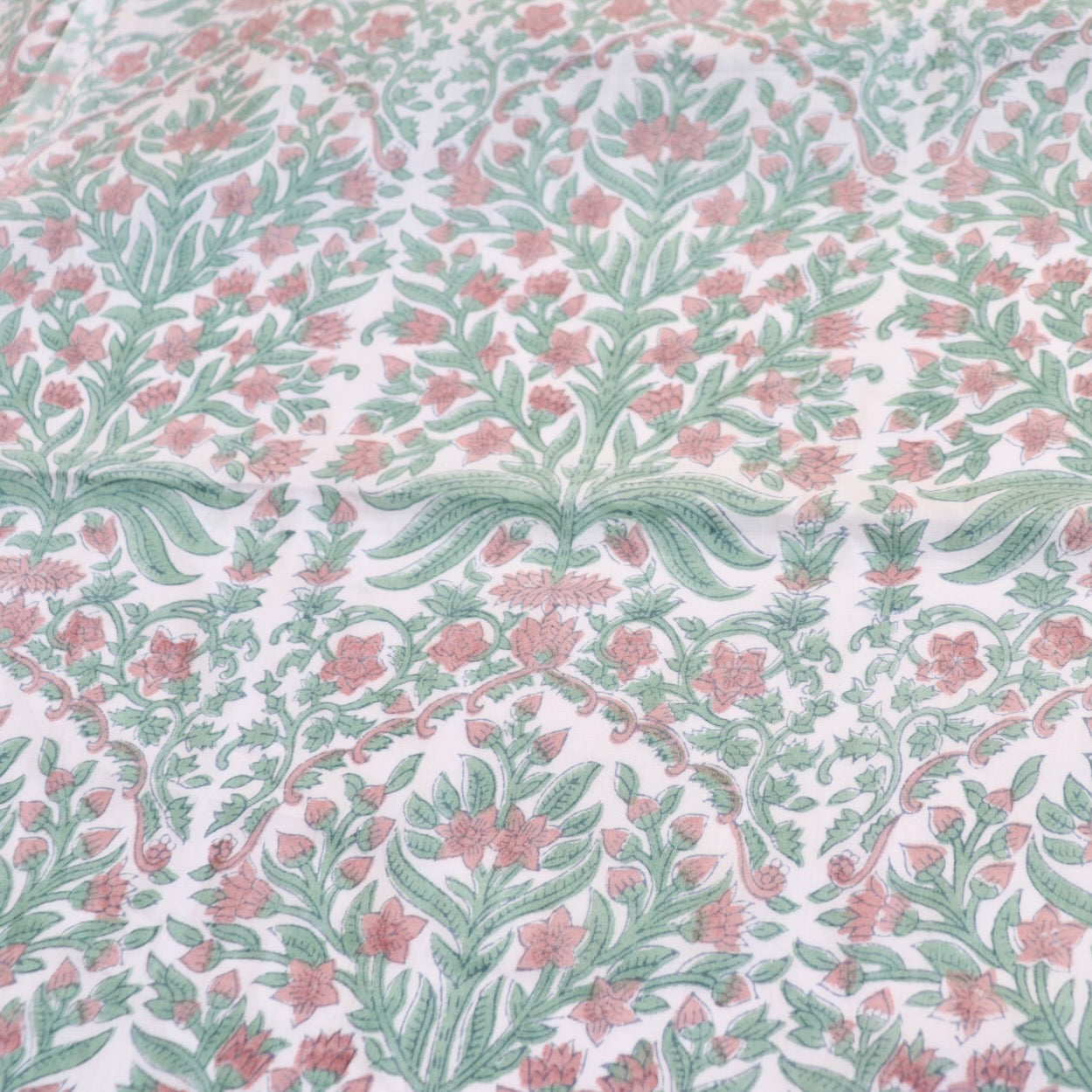 classic Indian floral design hand block print cotton fabric for quilting and dressmaking