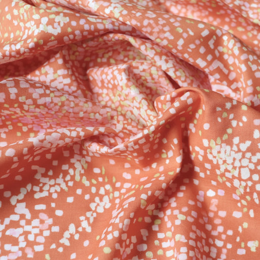 nani iro water fall silk cotton fabric pumpkin and pink graceful fragrance japanese fabric