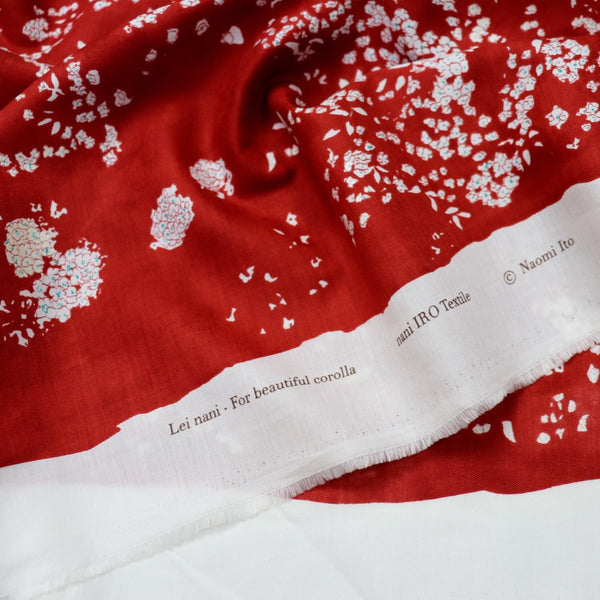 Nani Iro Lei Nani Cotton Silk Lawn — Vermilion B  — 0.39 Yard Remnant