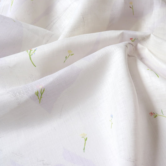 Nani Iro Sanga Linen fabric white floral print made in Japan Deep Breath Kokka
