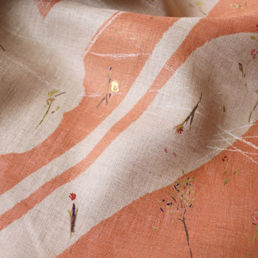 Nani Iro Sanga Linen fabric Fulfillment orange and flax color made in Japan