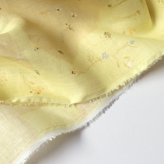 Nani Iro Sanga Linen fabric yellow floral design Simplicity Japanese dressmaking material Kokka