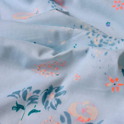 nani iro pal floral print blue double gauze fabric made in japan