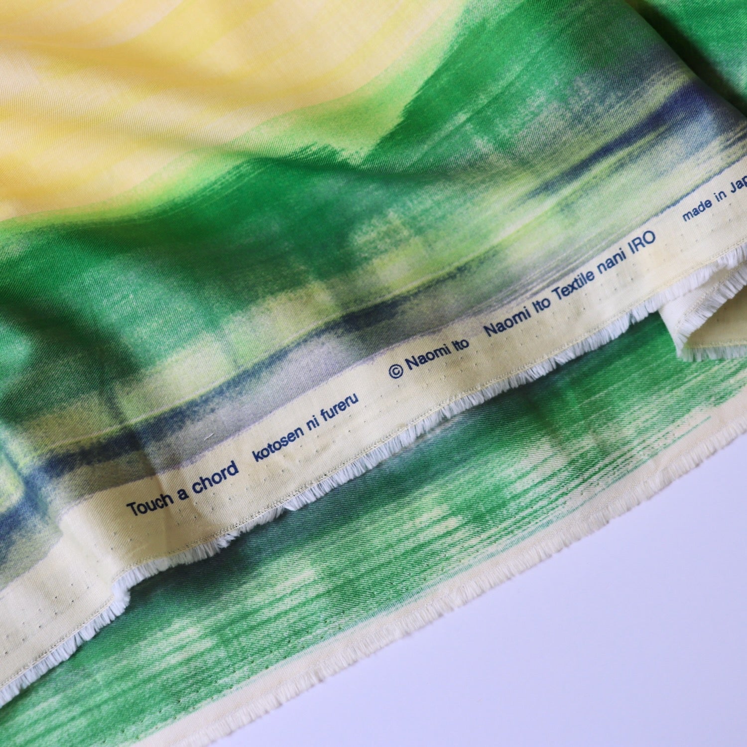 Nani Iro Touch A Chord Cotton Silk Fabric D made in Japan Kokka yellow and green painterly print