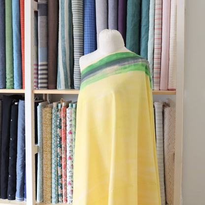 Nani Iro Touch A Chord Cotton Silk Fabric D made in Japan Kokka yellow and green painterly print