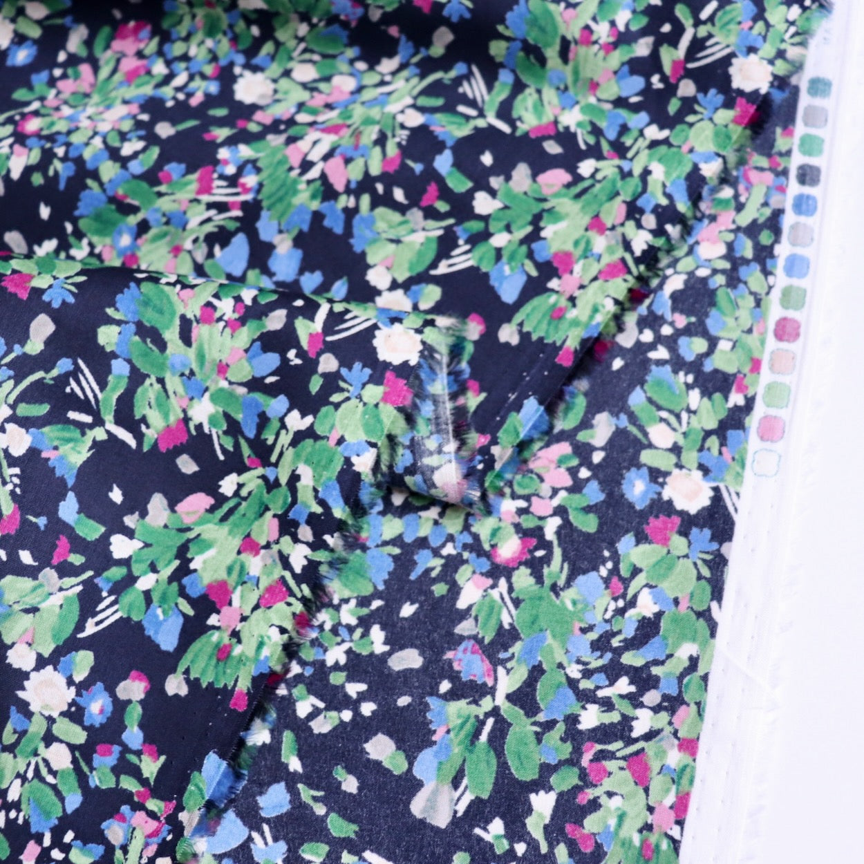 cotton lawn fabric by Hokkoh Japan navy blue floral print