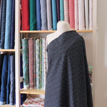 Dotted Dobby Japanese Cotton Print — Navy