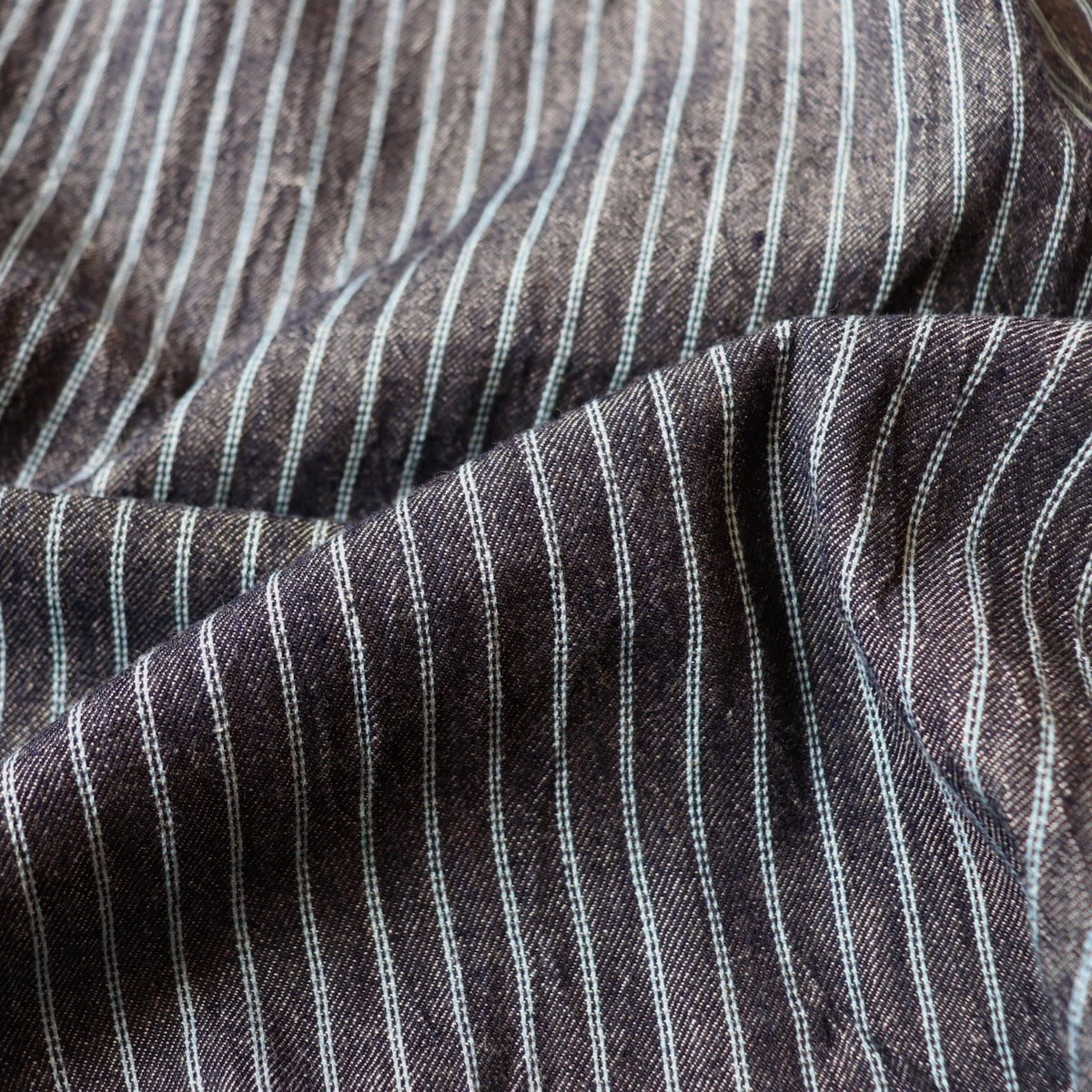 Darkest Navy Stripe Handloom Cotton Twill