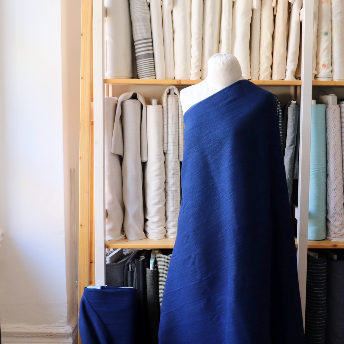 Swatch — Not Denim Herringbone Handloom Cotton — Dark Indigo