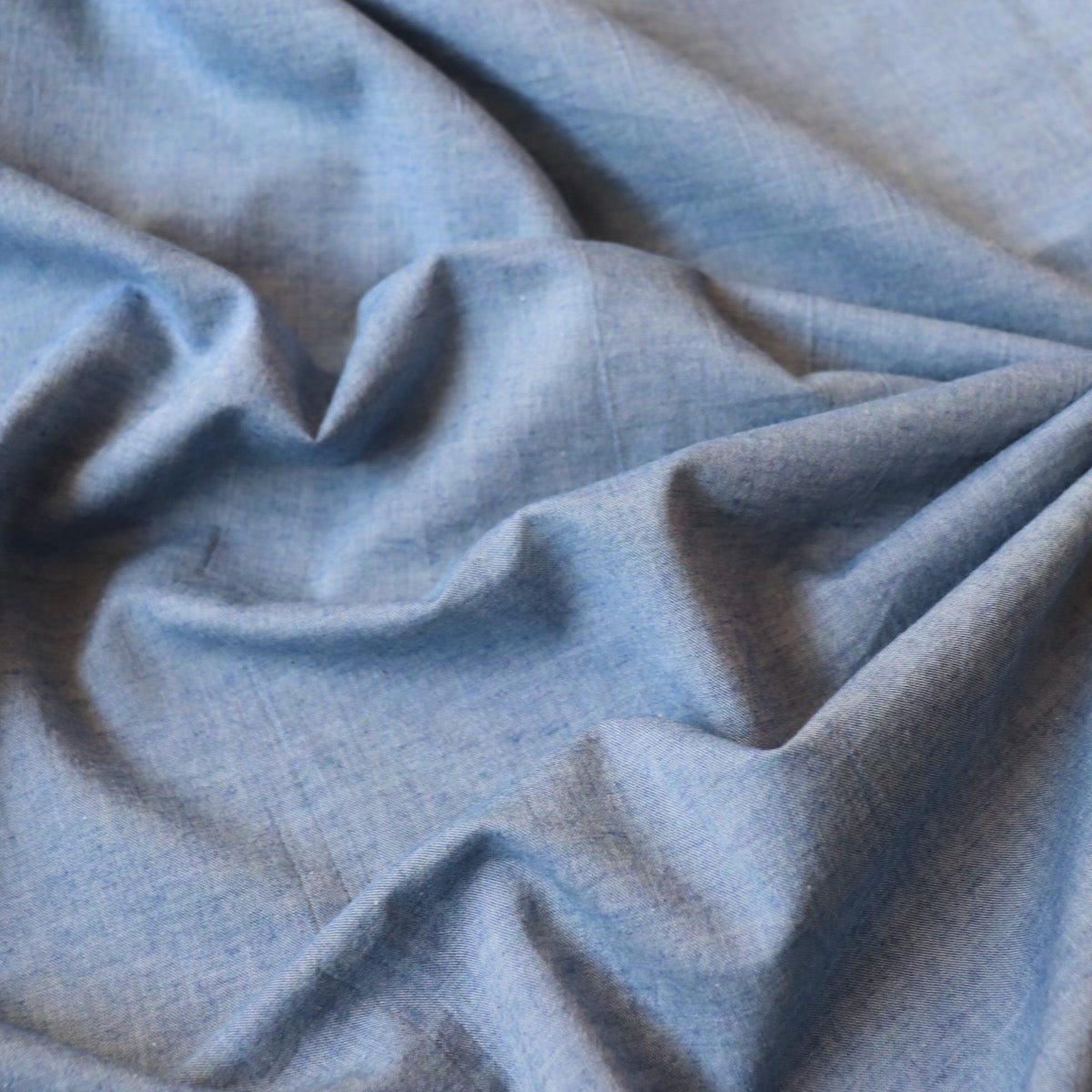 organic blue cotton chambray fabric from Japan