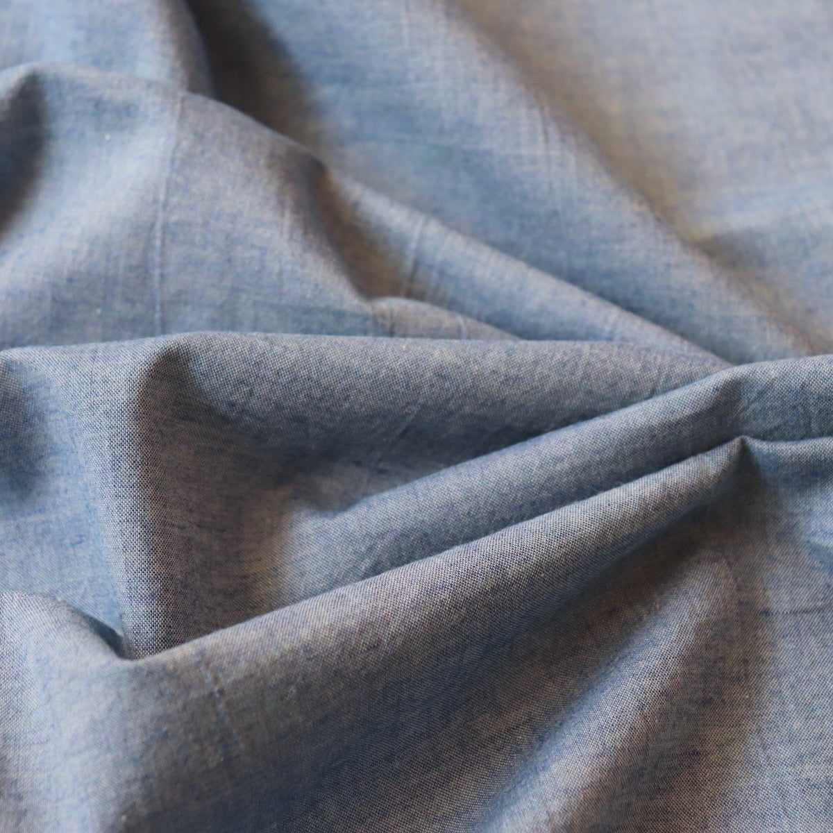 organic blue cotton chambray fabric from Japan