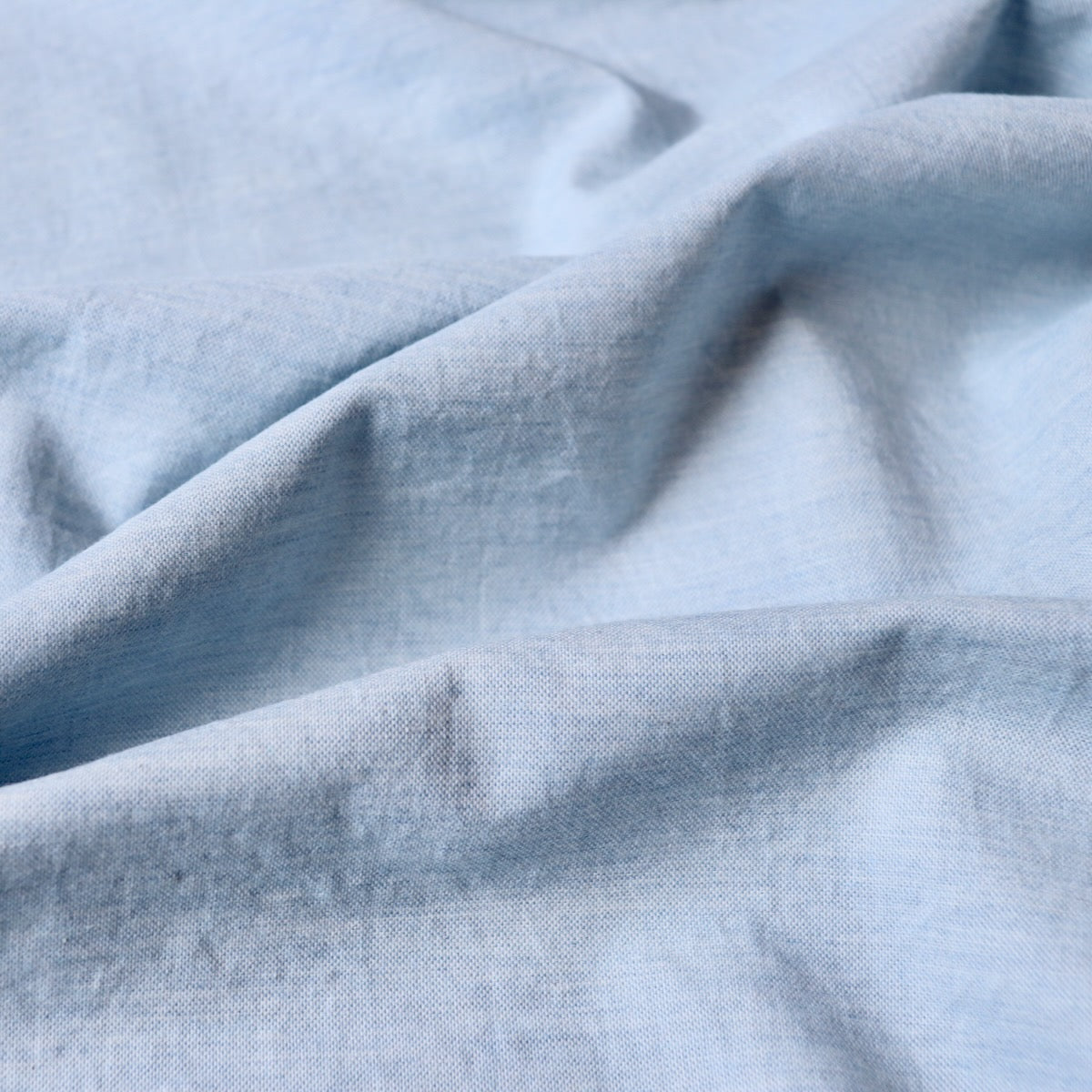 organic cotton oxford fabric light blue heathered soft shirt material made in Japan
