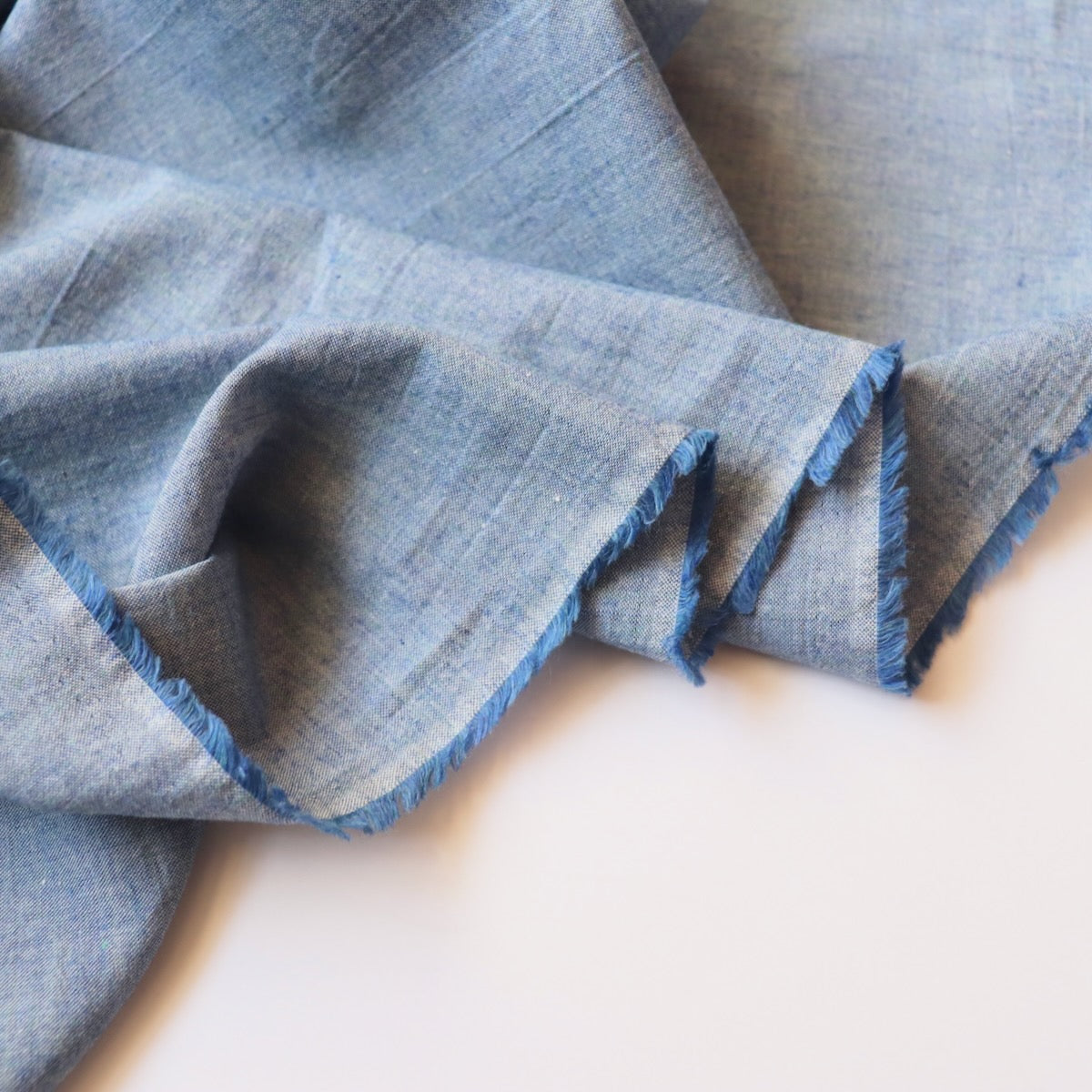 organic blue cotton chambray fabric from Japan