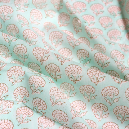 Aqua Mint Block Print Cotton