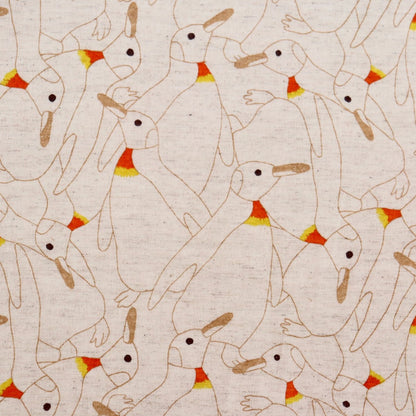 penguin print undyed linen cotton fabric made in Japan Kobayashi shirting material