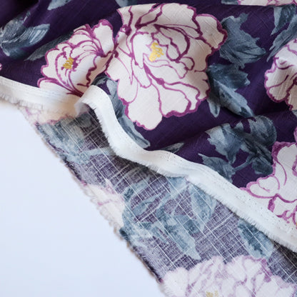 Peonies Cotton Dobby — Deep Purple