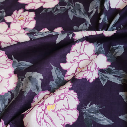 Peonies Cotton Dobby — Deep Purple