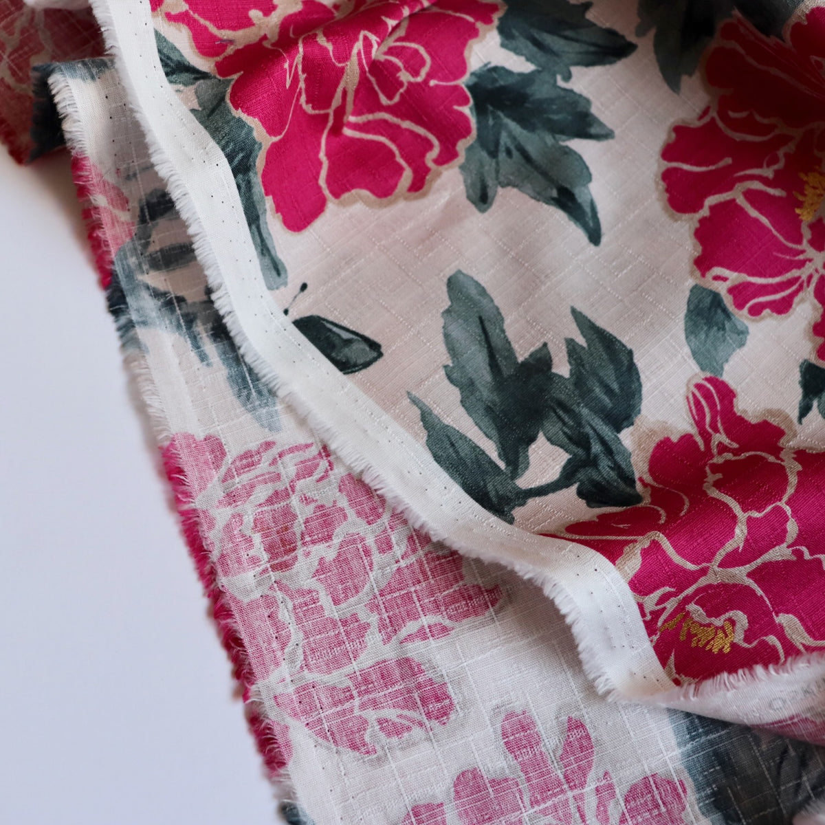 Peonies Cotton Dobby — Palest Pink