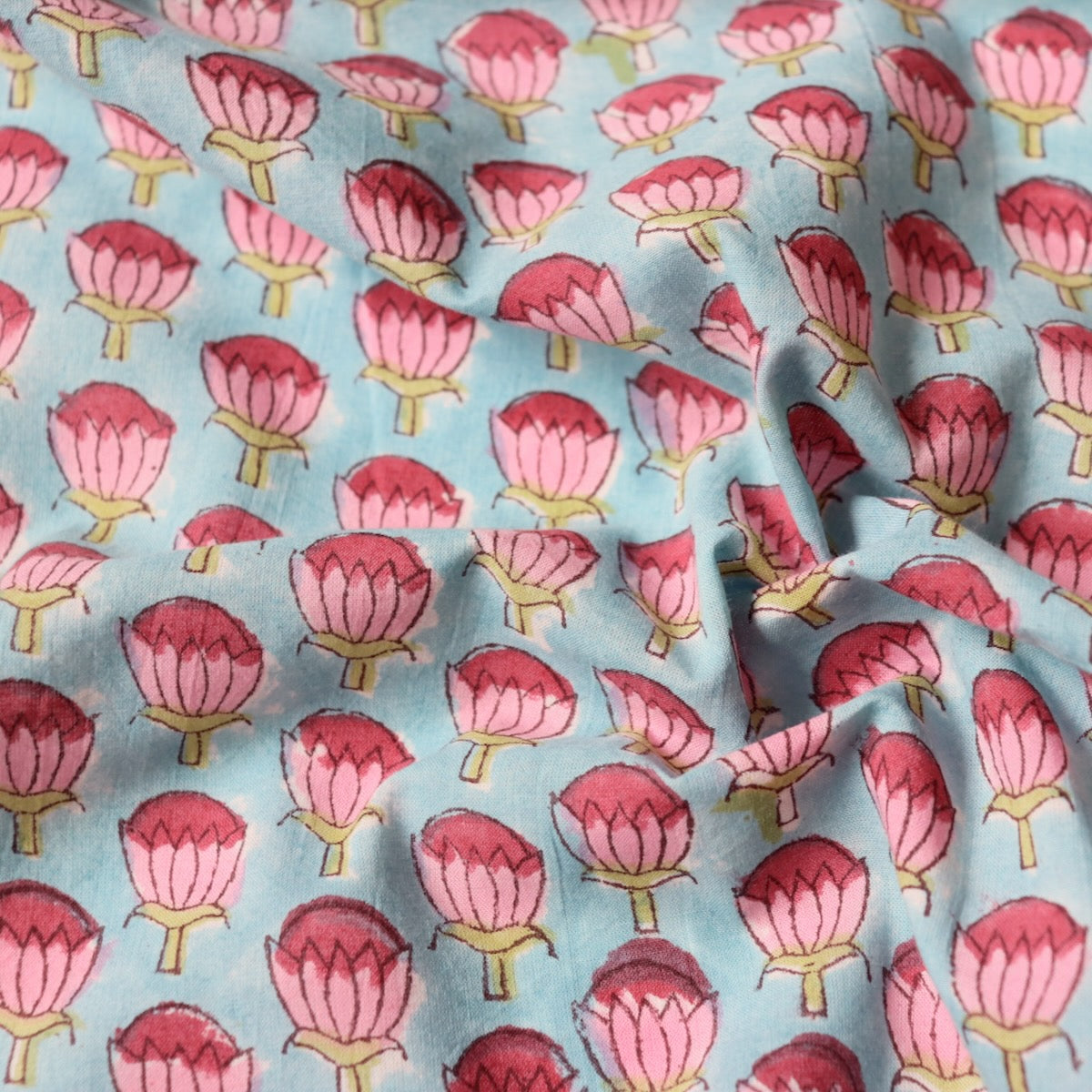 Swatch — Lotus Bud Block Print Cotton