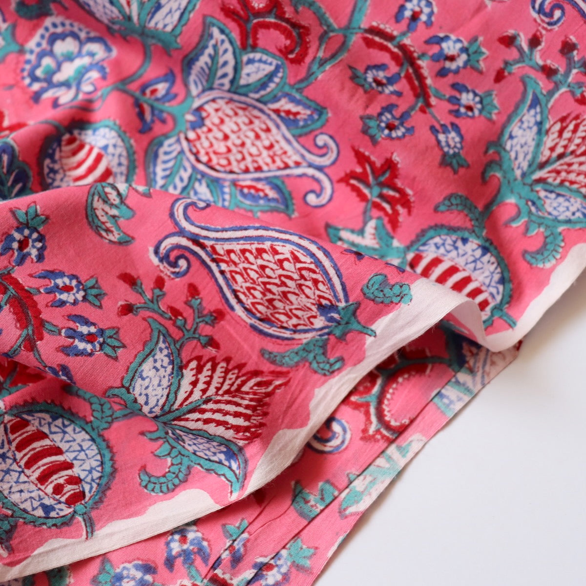 Jewelled Pink Block Print Cotton