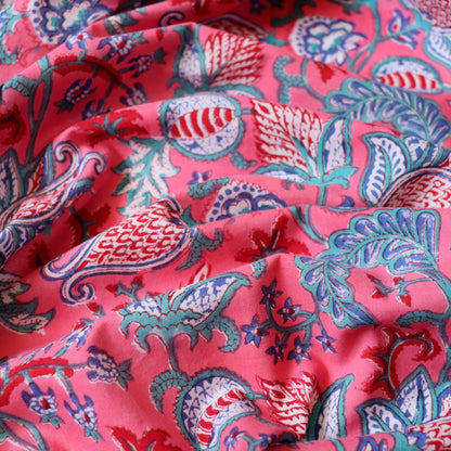 Jewelled Pink Block Print Cotton