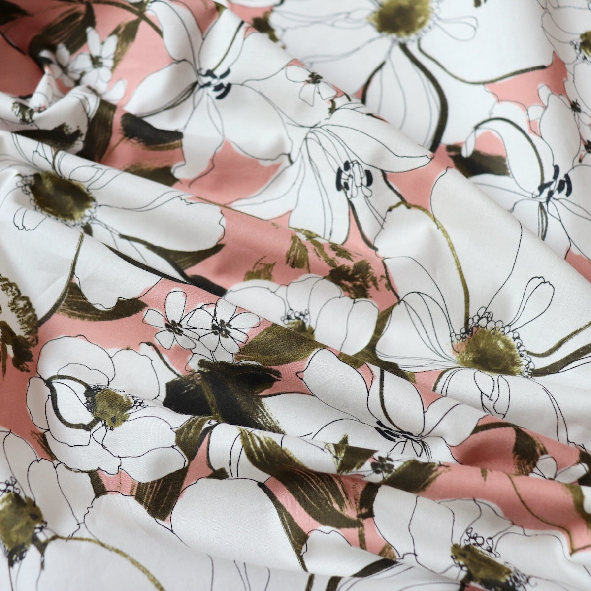 Lilies Cotton Lawn — Blush