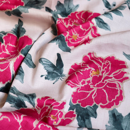 Peonies Cotton Dobby — Palest Pink