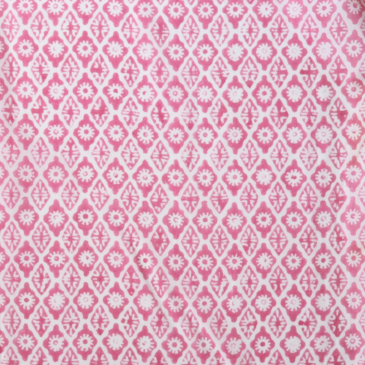 Lozenge Block Print Cotton — Pink