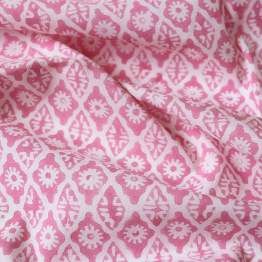Lozenge Block Print Cotton — Pink