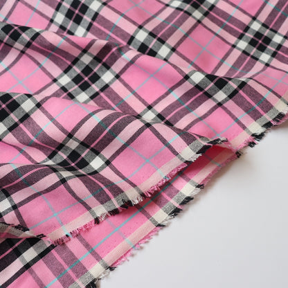 Bold Plaid Cotton — Bubble Gum Pink