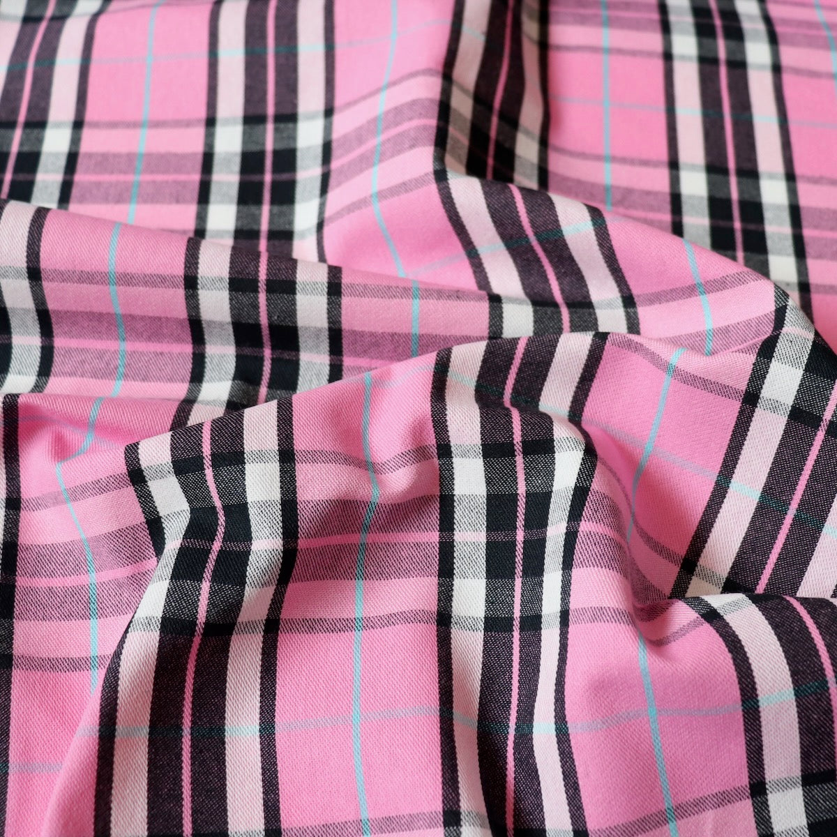 Bold Plaid Cotton — Bubble Gum Pink