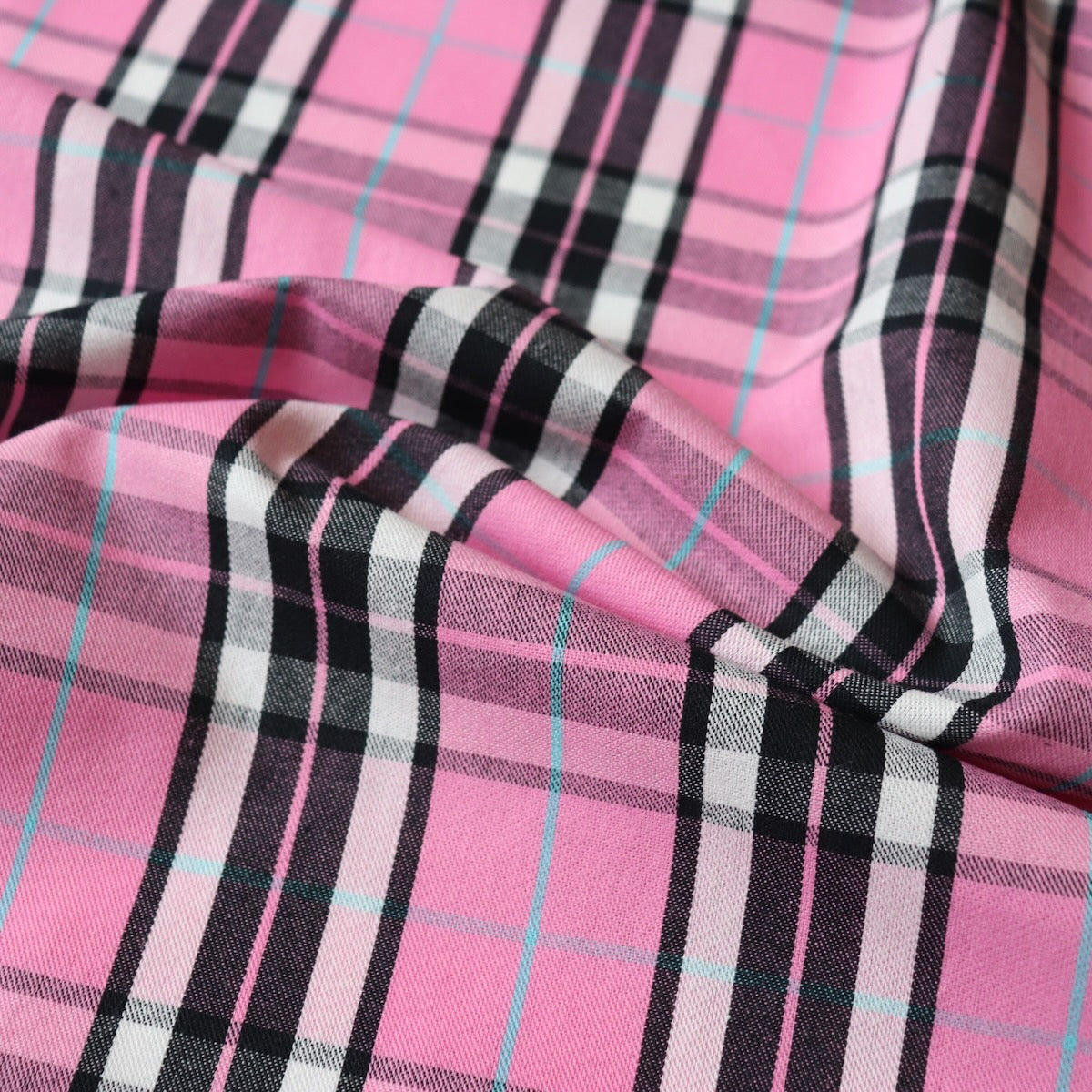 Bold Plaid Cotton — Bubble Gum Pink