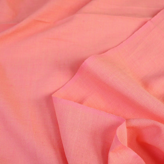 coral pink shot cotton handwoven peppered fabric 