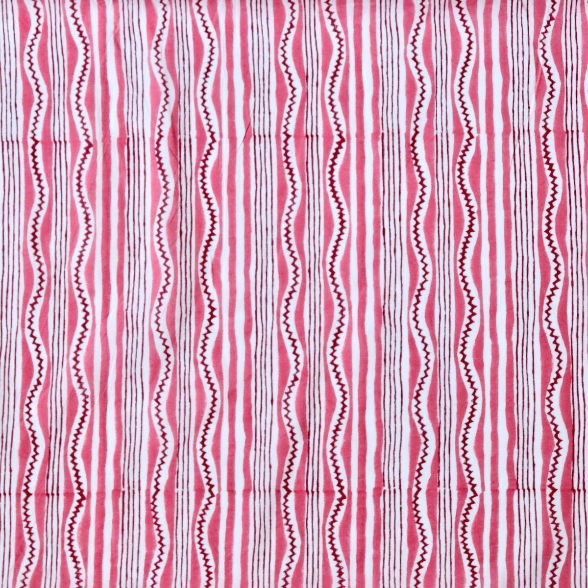 Swatch — Pinked Stripe Block Print Cotton